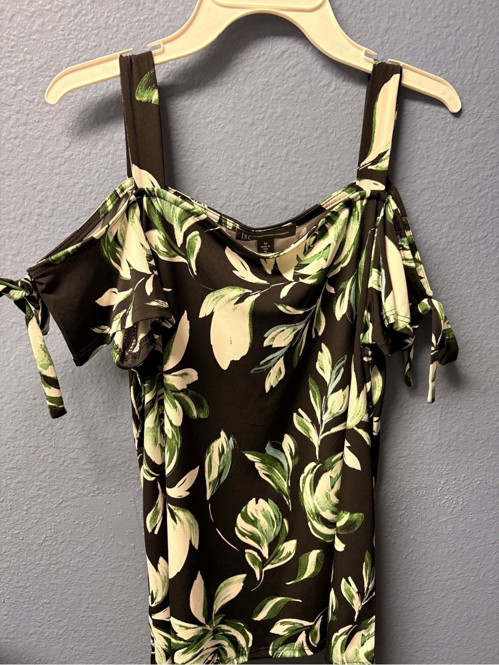 INC International Concepts Black Floral Cold-Shoulder Cami
